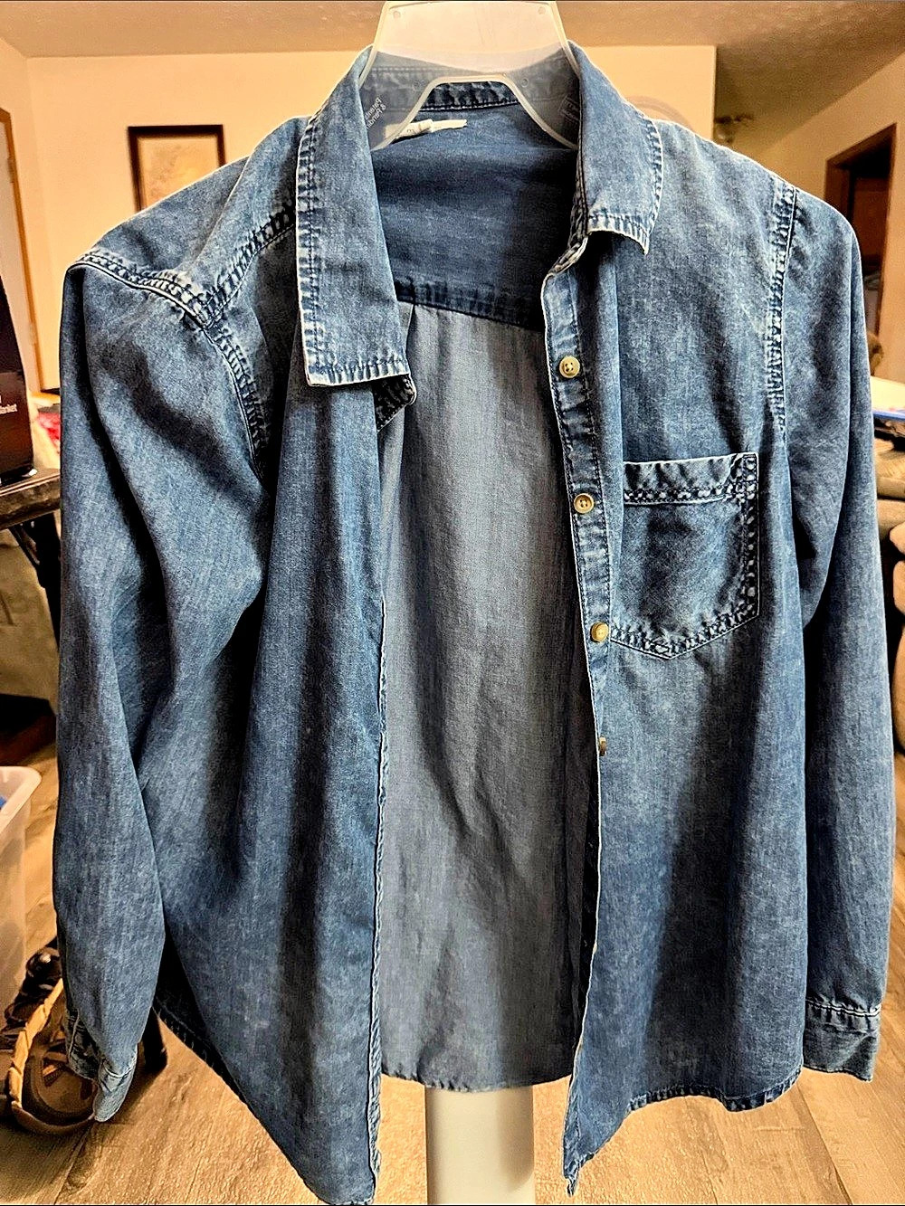 Maurices Women’s Denim Button Down Shirt in Blue Like New